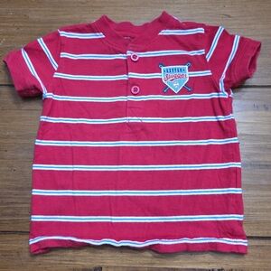 Carter's Red and White Striped Button Down Shirt